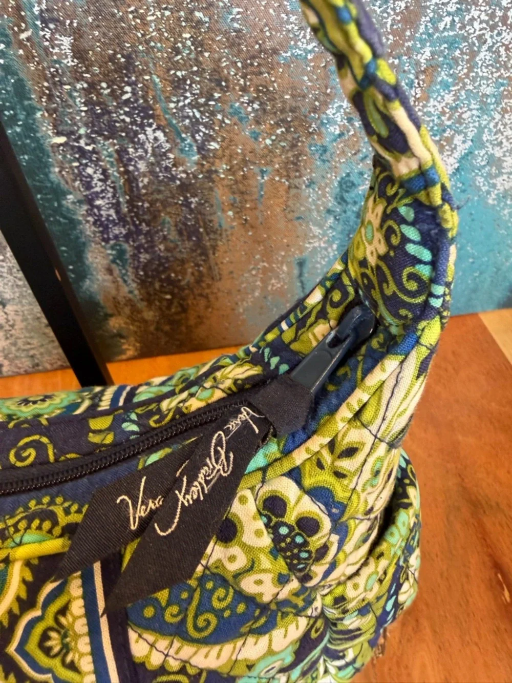 Vera Bradley Boho 2010s Retired Floral Shoulder Bag Blue/Green VGUC